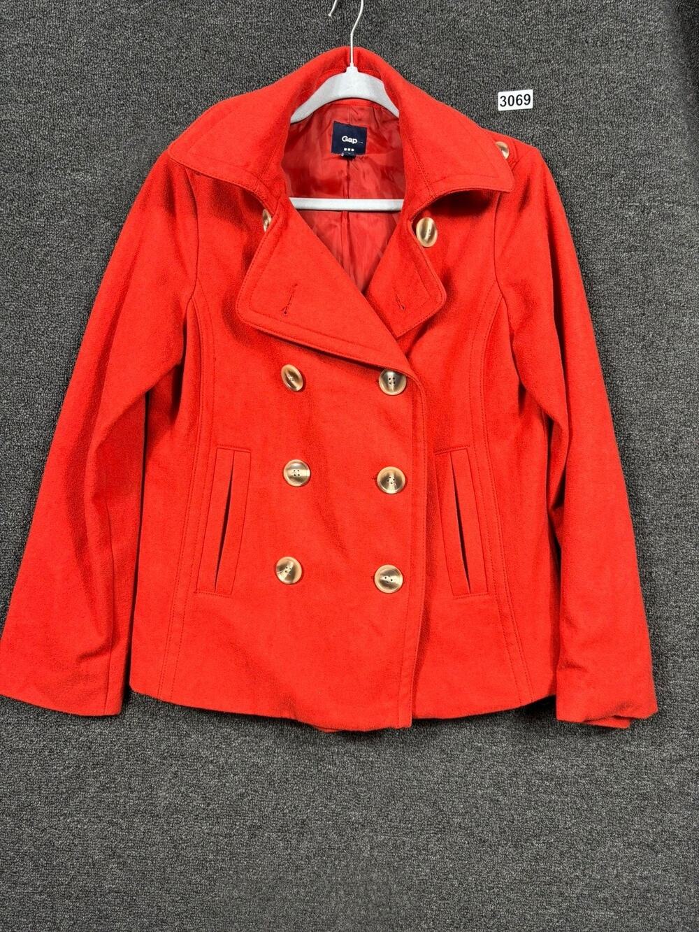 Gap Jacket Womens Medium Wool Blend Peacoat Double Breasted Button Winter Coat